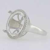 Sterling Silver Semi Mount Pendant Setting Round RD 25x25x17mm Halo Topaz - Syzjewelry